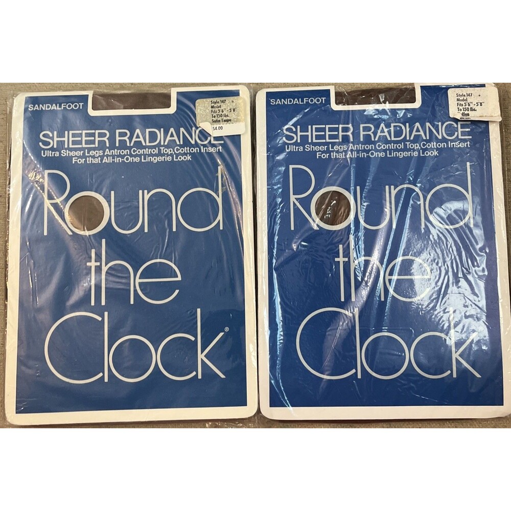 Round The Clock Control Top Pantyhose SandalFoot Style 147 Sz B Toffee Taupe